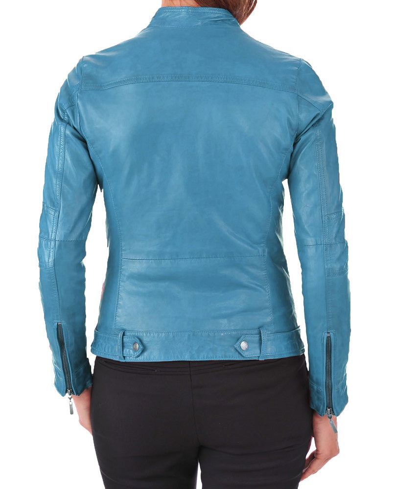 Women Lambskin Genuine Leather Jacket WJ 76 freeshipping - SkinOutfit