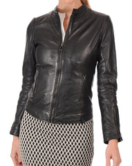 Women Lambskin Genuine Leather Jacket WJ 89 freeshipping - SkinOutfit