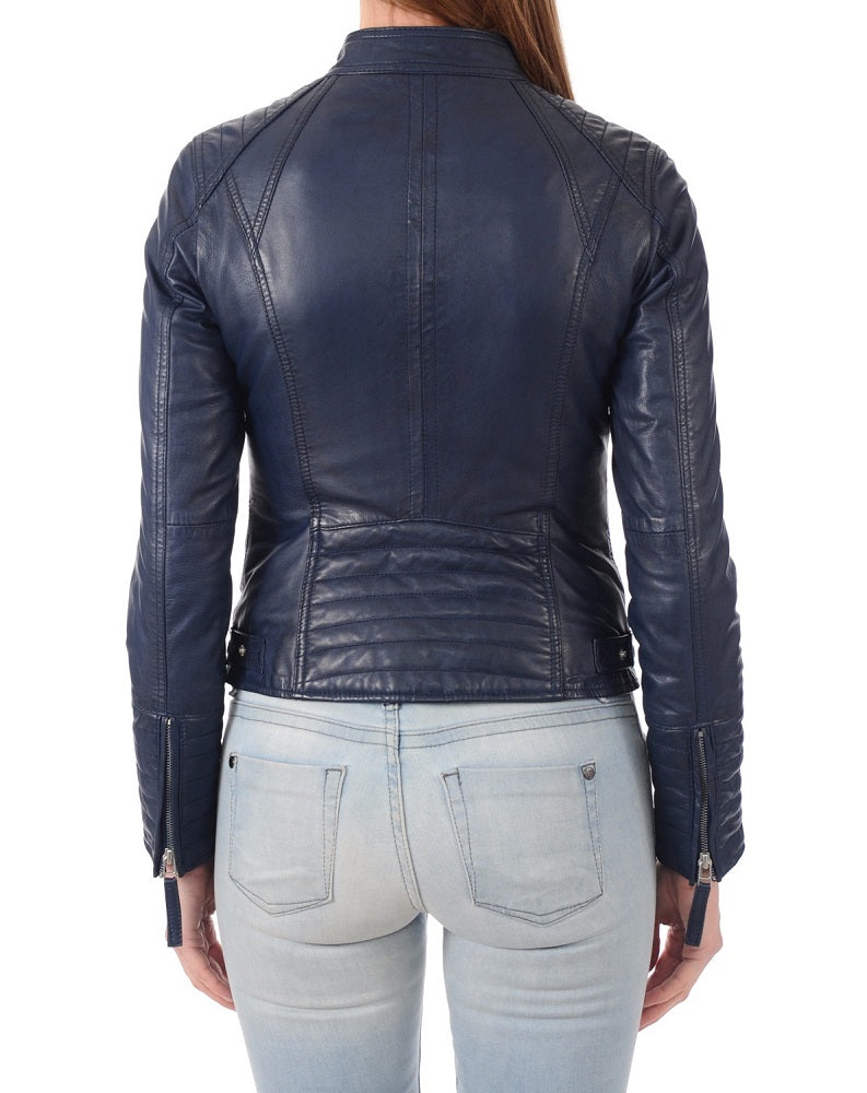 Women Lambskin Genuine Leather Jacket WJ 94 freeshipping - SkinOutfit