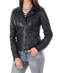 Women Lambskin Genuine Leather Jacket WJ 97 freeshipping - SkinOutfit