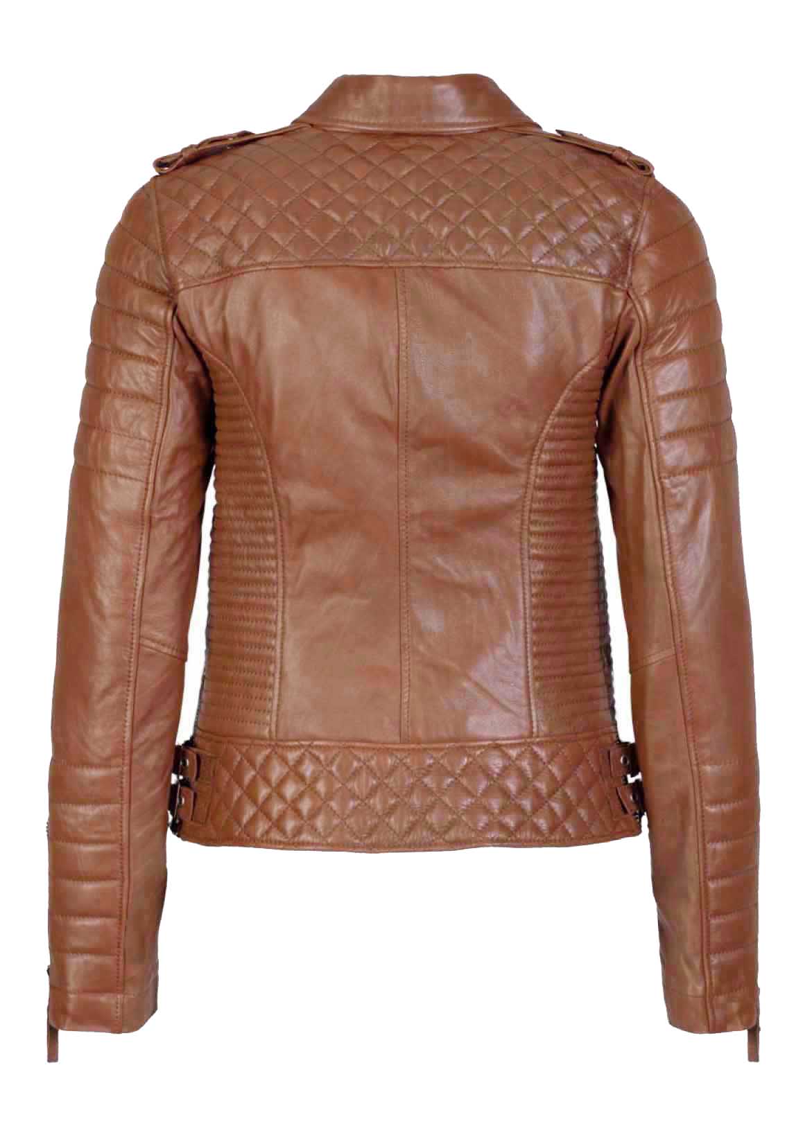 Women's Biker Leather Jacket Mango Tan freeshipping - SkinOutfit