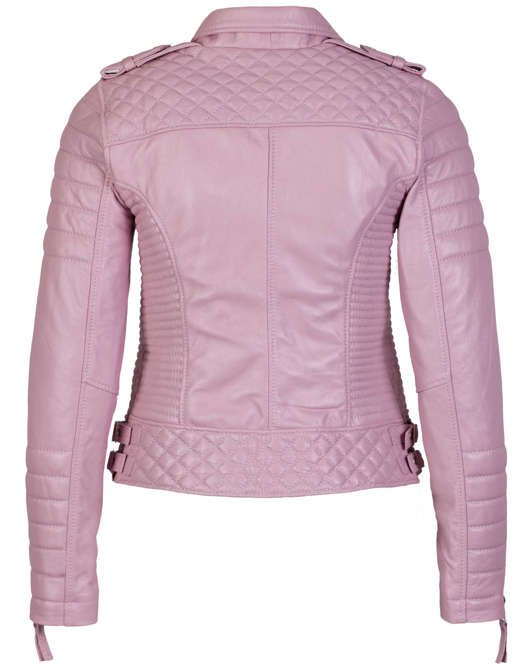 Women's Biker Leather Jacket Pink freeshipping - SkinOutfit