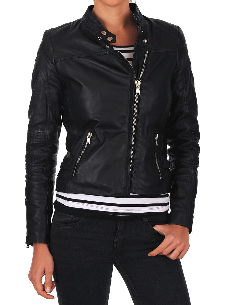 Women Lambskin Genuine Leather Jacket WJ149 SkinOutfit