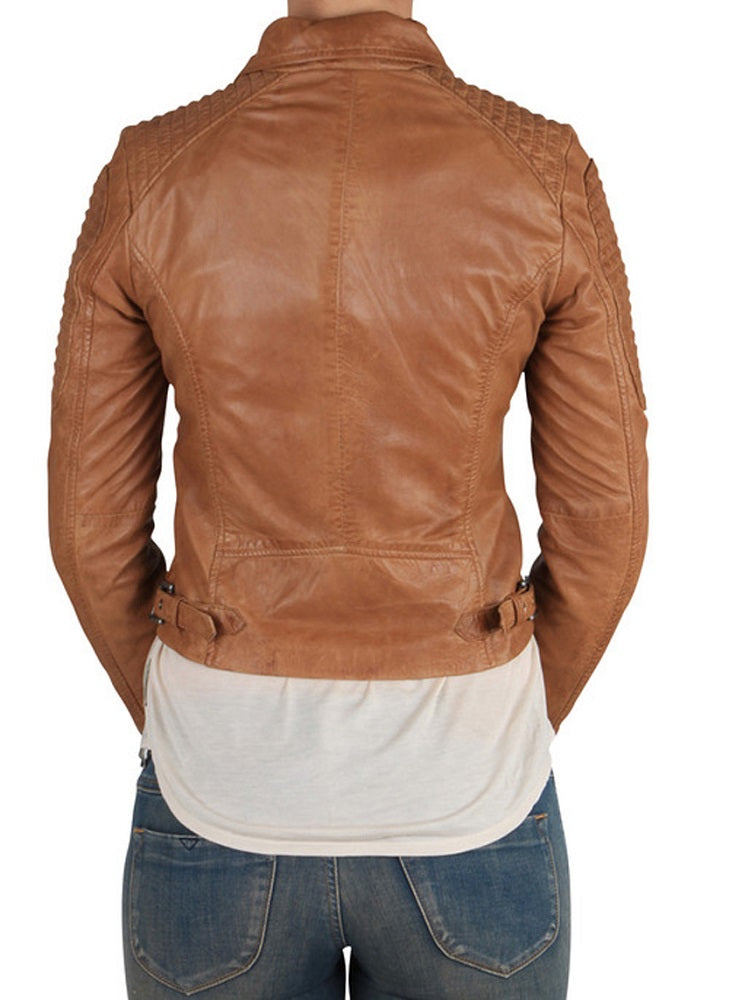 Women Lambskin Genuine Leather Jacket WJ153 SkinOutfit