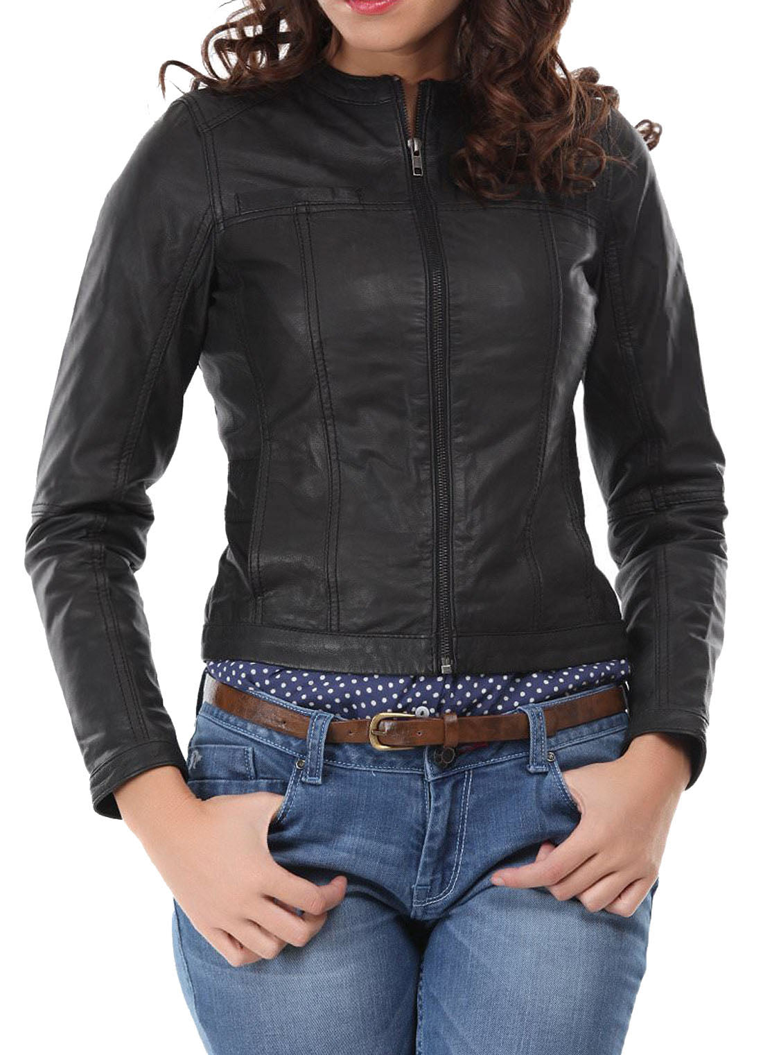 Women Lambskin Genuine Leather Jacket WJ154 SkinOutfit