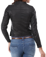 Women Lambskin Genuine Leather Jacket WJ154 SkinOutfit