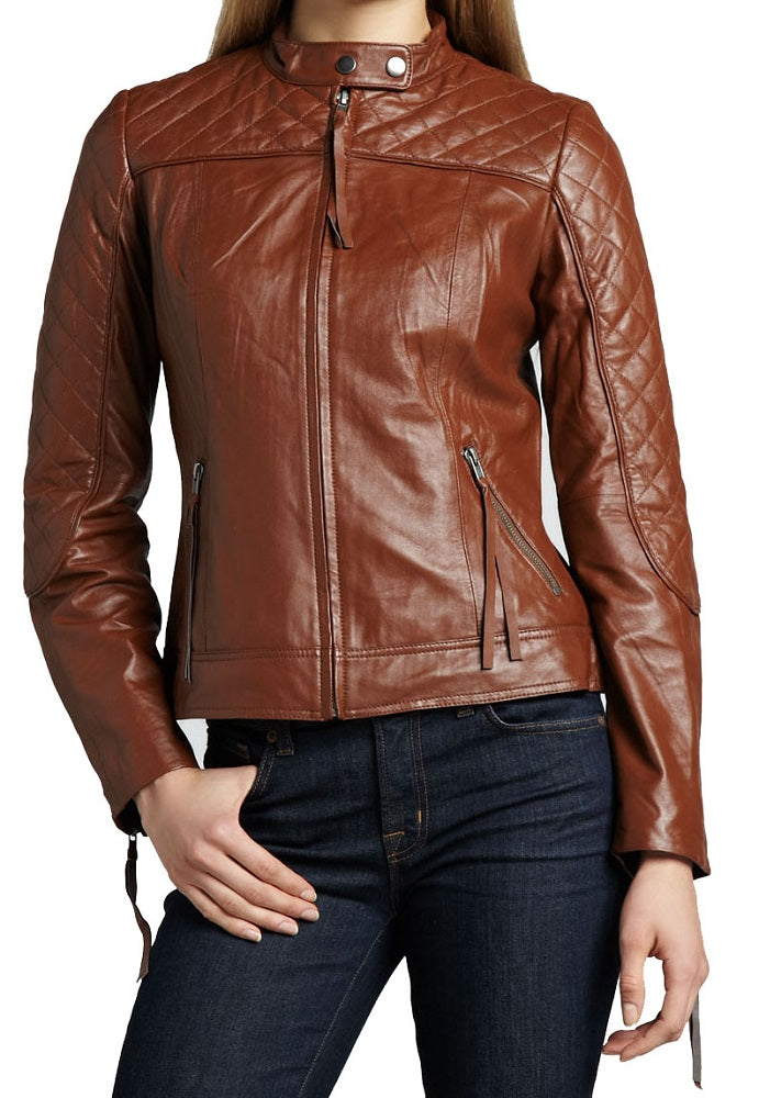 Women Lambskin Genuine Leather Jacket WJ155 SkinOutfit