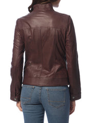 Women Lambskin Genuine Leather Jacket WJ156 SkinOutfit