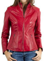 Women Lambskin Genuine Leather Jacket WJ157 SkinOutfit