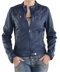 Women Lambskin Genuine Leather Jacket WJ158 SkinOutfit