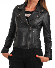 Women Lambskin Genuine Leather Jacket WJ159 SkinOutfit