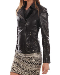 Women Lambskin Genuine Leather Jacket WJ160 SkinOutfit