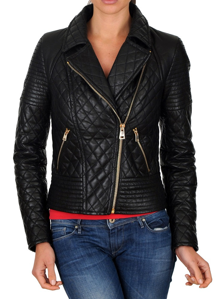 Women Lambskin Genuine Leather Jacket WJ161 SkinOutfit