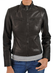 Women Lambskin Genuine Leather Jacket WJ162 SkinOutfit