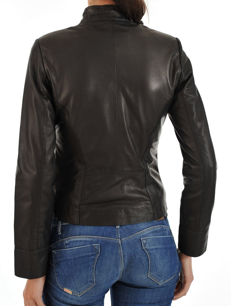Women Lambskin Genuine Leather Jacket WJ162 SkinOutfit