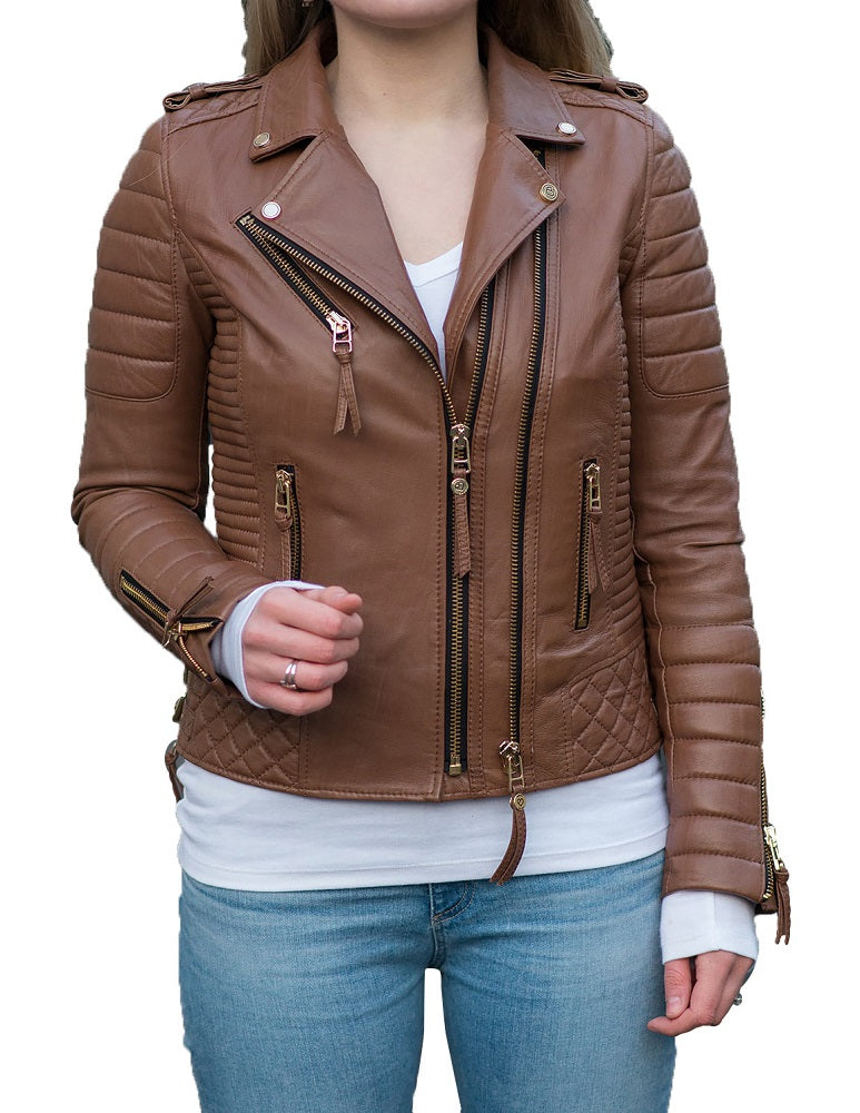 Women Lambskin Genuine Leather Jacket WJ163 SkinOutfit