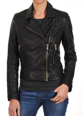 Women Lambskin Genuine Leather Jacket WJ166 SkinOutfit