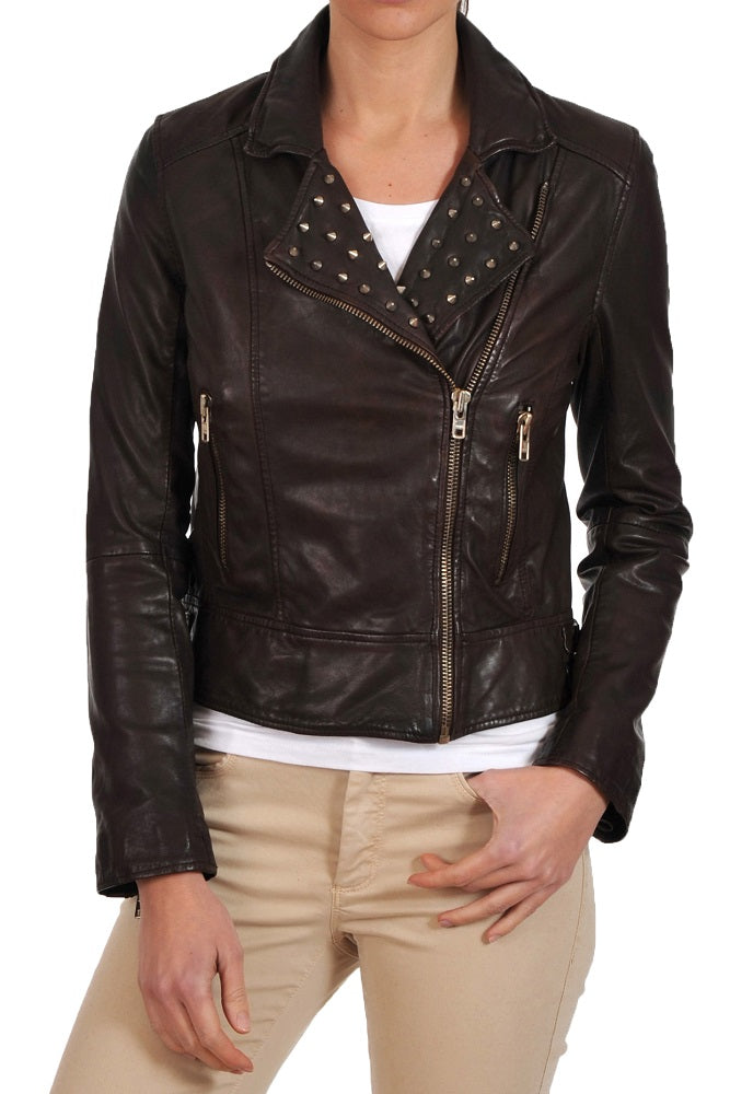 Women Lambskin Genuine Leather Jacket WJ168 SkinOutfit