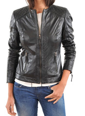 Women Lambskin Genuine Leather Jacket WJ170 SkinOutfit