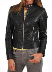Women Lambskin Genuine Leather Jacket WJ171 SkinOutfit
