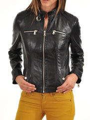 Women Lambskin Genuine Leather Jacket WJ172 SkinOutfit