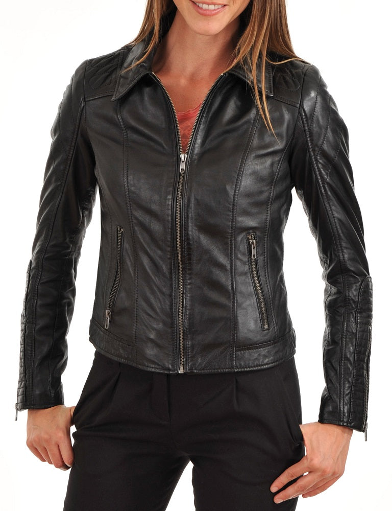 Women Lambskin Genuine Leather Jacket WJ173 SkinOutfit