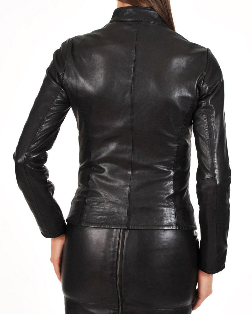 Women Lambskin Genuine Leather Jacket WJ174 SkinOutfit