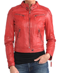 Women Lambskin Genuine Leather Jacket WJ176 SkinOutfit