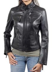 Women Lambskin Genuine Leather Jacket WJ177 SkinOutfit