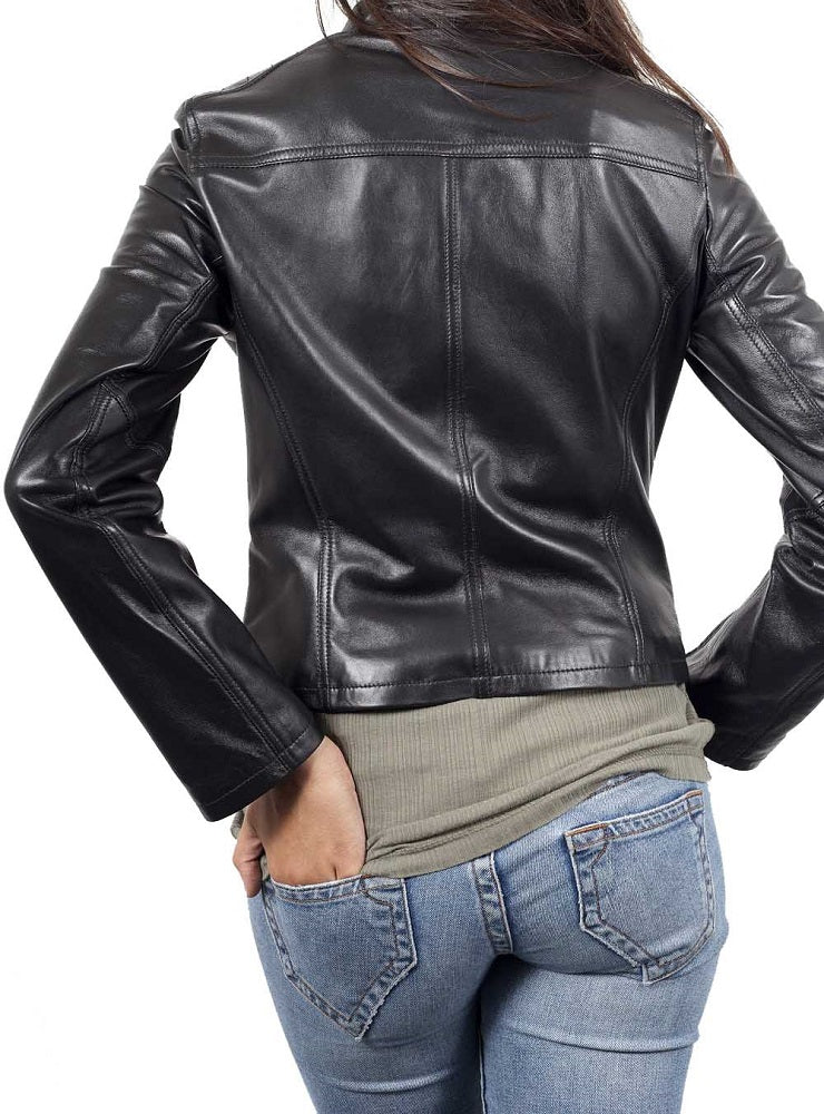 Women Lambskin Genuine Leather Jacket WJ177 SkinOutfit