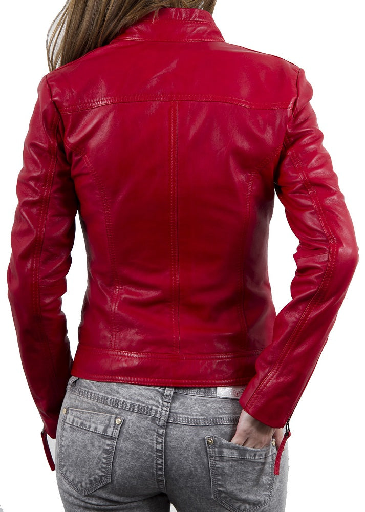 Women Lambskin Genuine Leather Jacket WJ178 SkinOutfit