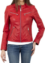 Women Lambskin Genuine Leather Jacket WJ187 SkinOutfit