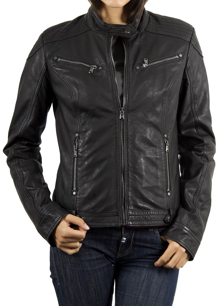Women Lambskin Genuine Leather Jacket WJ188 SkinOutfit