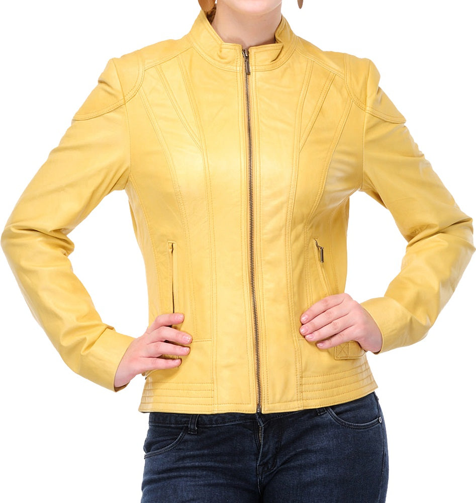 Women Lambskin Genuine Leather Jacket WJ189 SkinOutfit