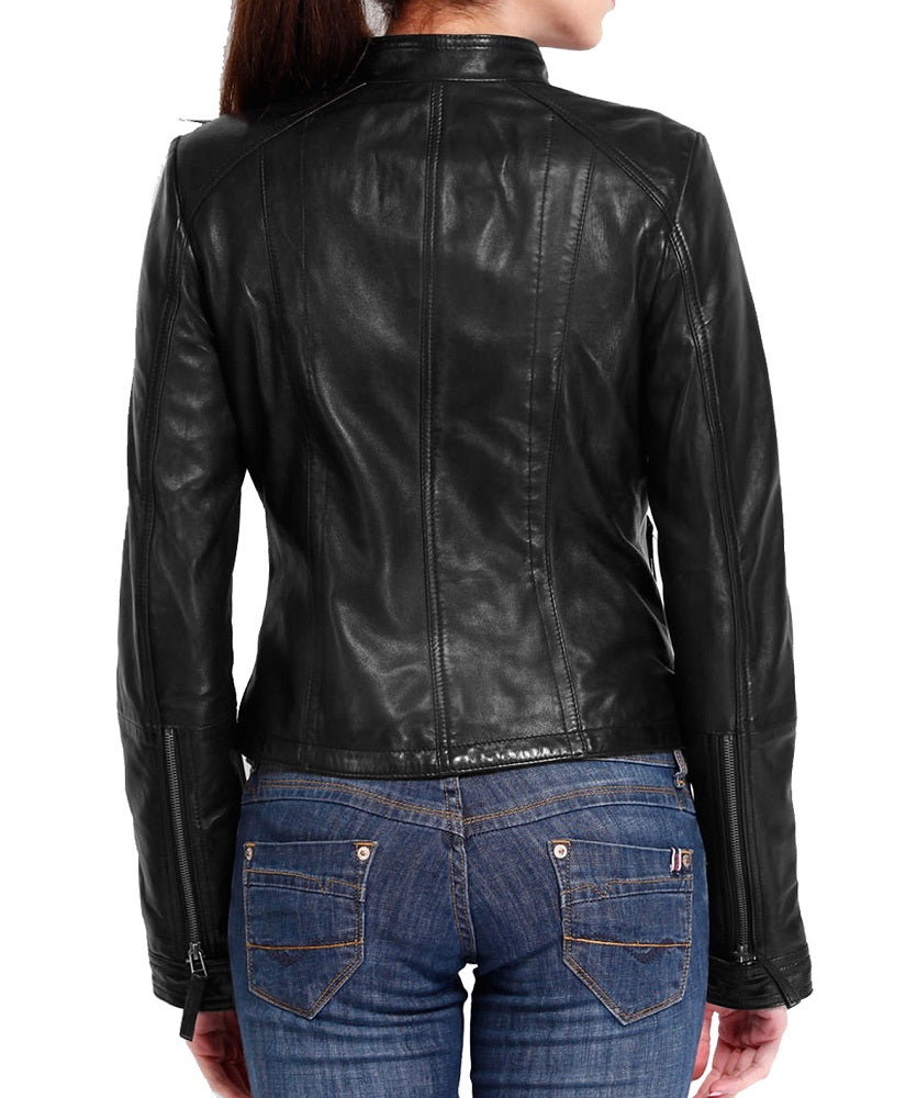 Women Lambskin Genuine Leather Jacket WJ190 SkinOutfit