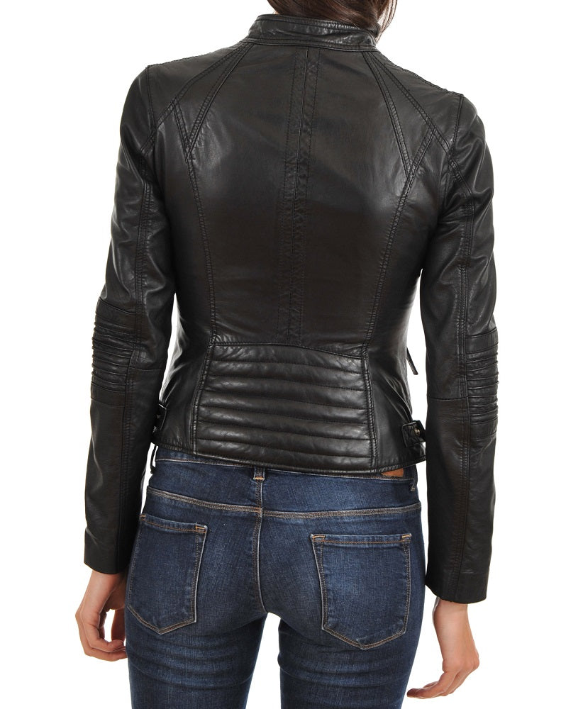 Women Lambskin Genuine Leather Jacket WJ192 SkinOutfit