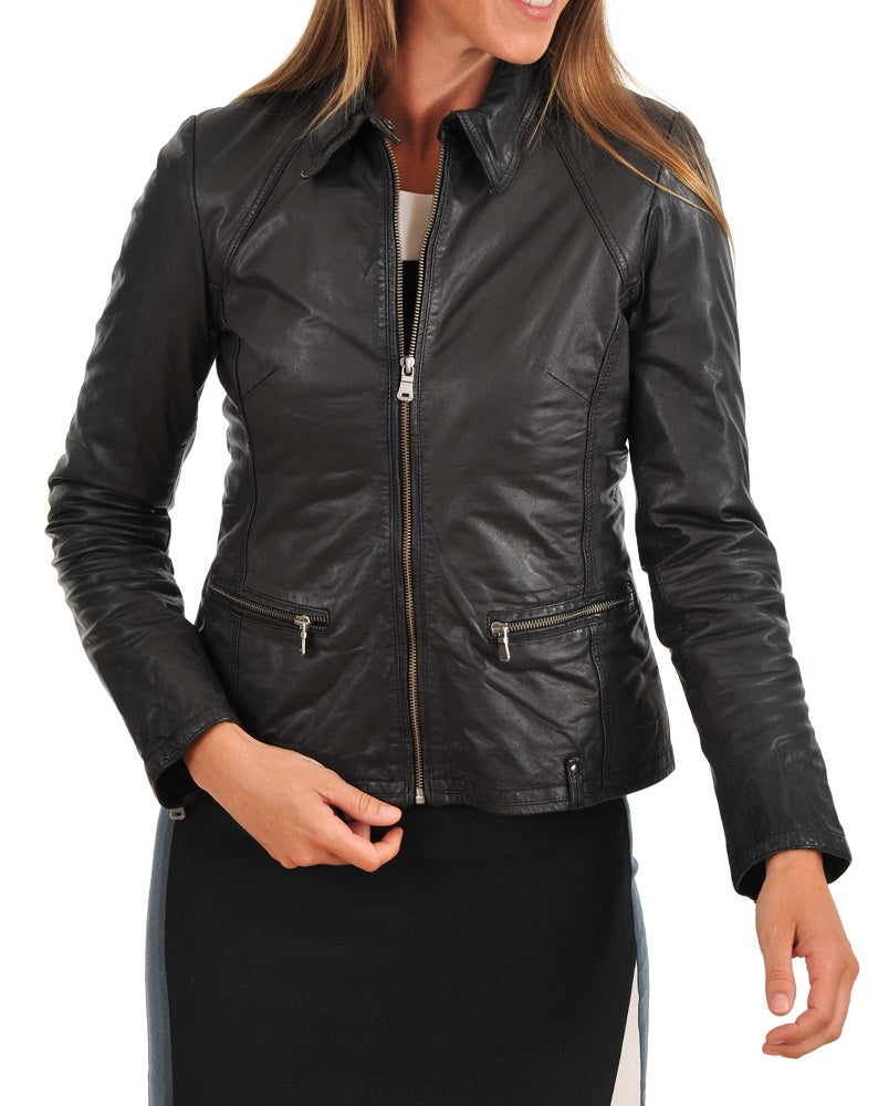 Women Lambskin Genuine Leather Jacket WJ194 SkinOutfit