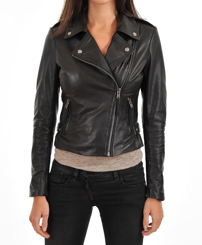 Women Lambskin Genuine Leather Jacket WJ195 SkinOutfit