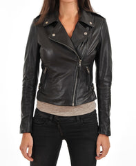 Women Lambskin Genuine Leather Jacket WJ195 SkinOutfit