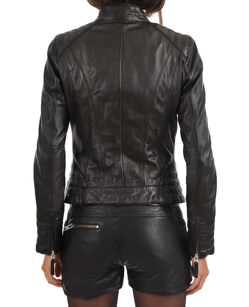 Women Lambskin Genuine Leather Jacket WJ197 SkinOutfit