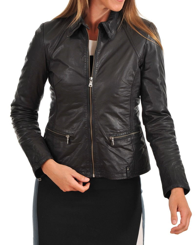 Women Lambskin Genuine Leather Jacket WJ199 SkinOutfit