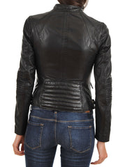 Women Lambskin Genuine Leather Jacket WJ200 SkinOutfit