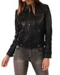Women Lambskin Genuine Leather Jacket WJ203 SkinOutfit