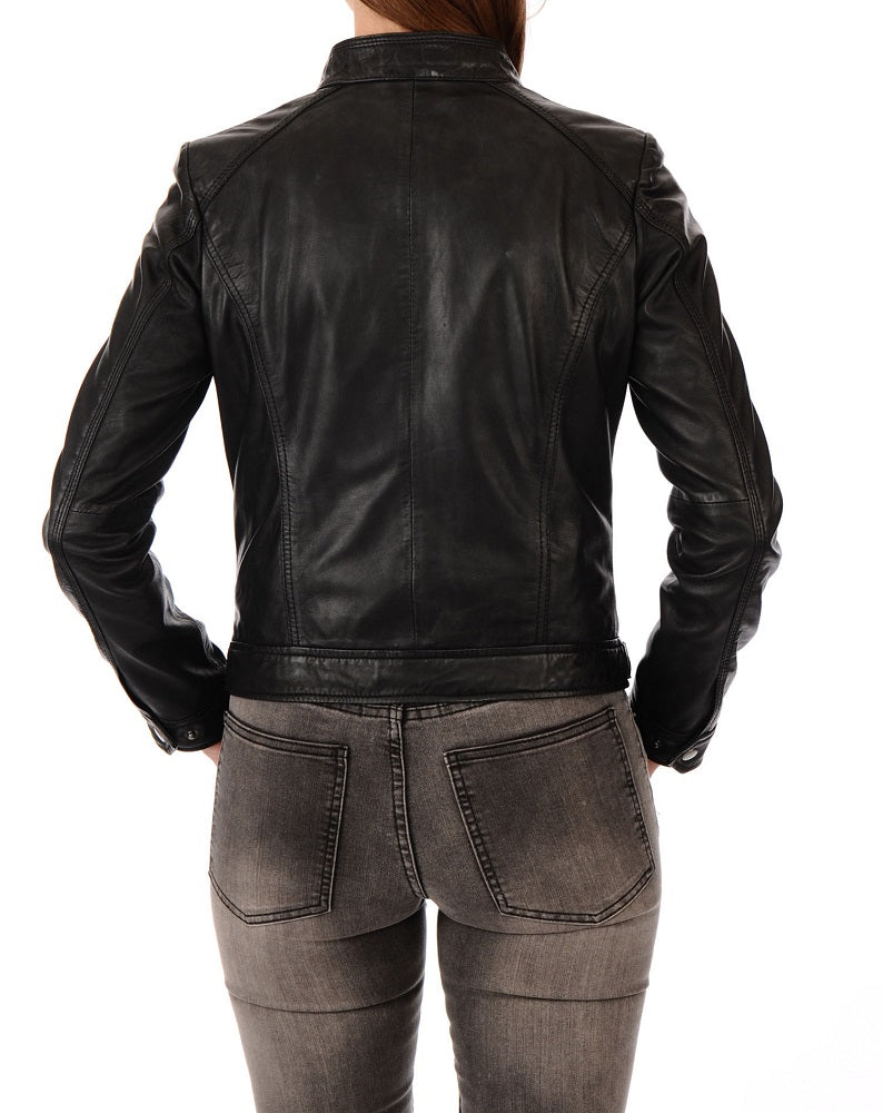 Women Lambskin Genuine Leather Jacket WJ203 SkinOutfit