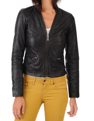 Women Lambskin Genuine Leather Jacket WJ205 SkinOutfit