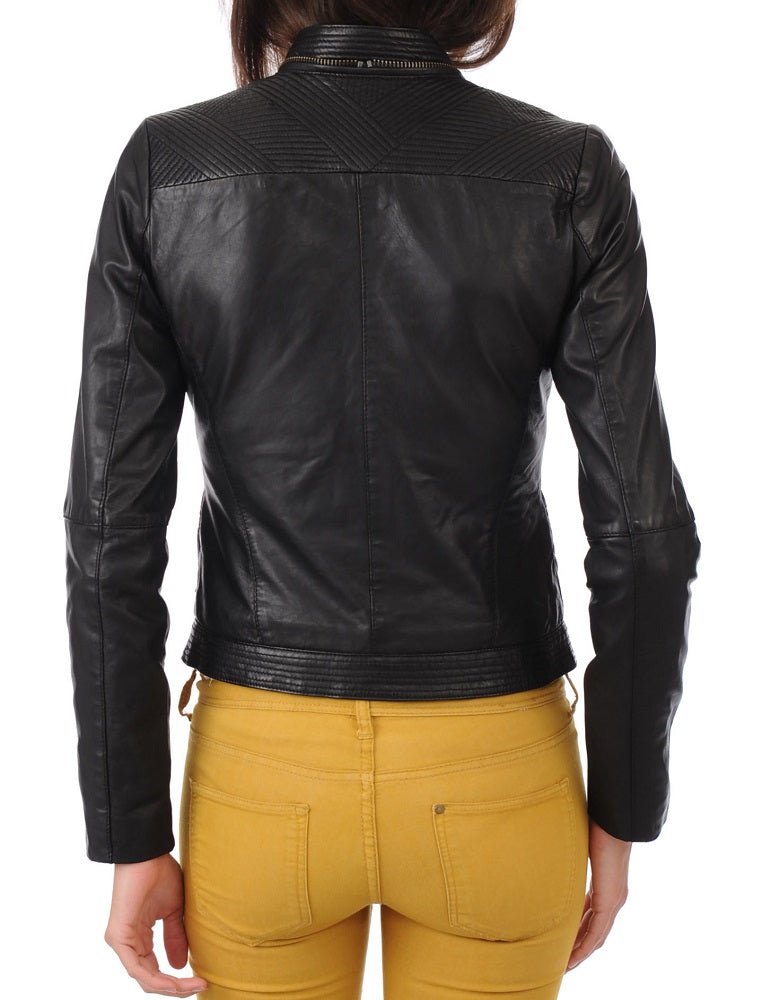 Women Lambskin Genuine Leather Jacket WJ205 SkinOutfit