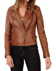 Women Lambskin Genuine Leather Jacket WJ207 SkinOutfit