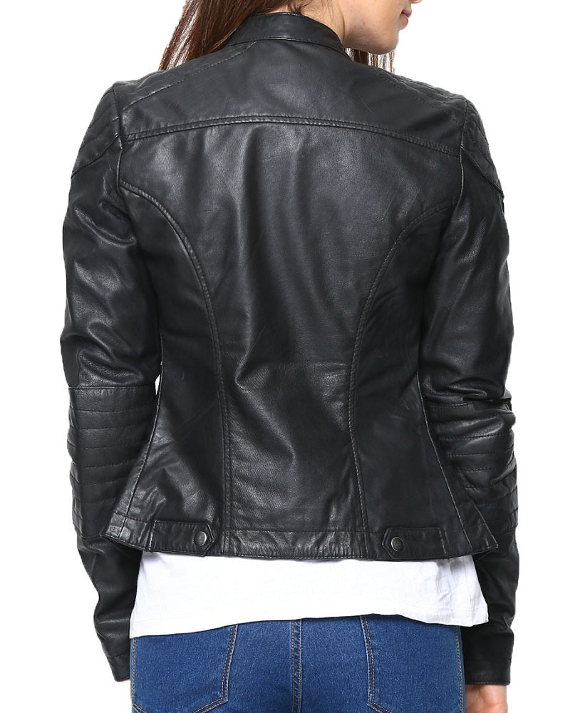 Women Lambskin Genuine Leather Jacket WJ208 SkinOutfit