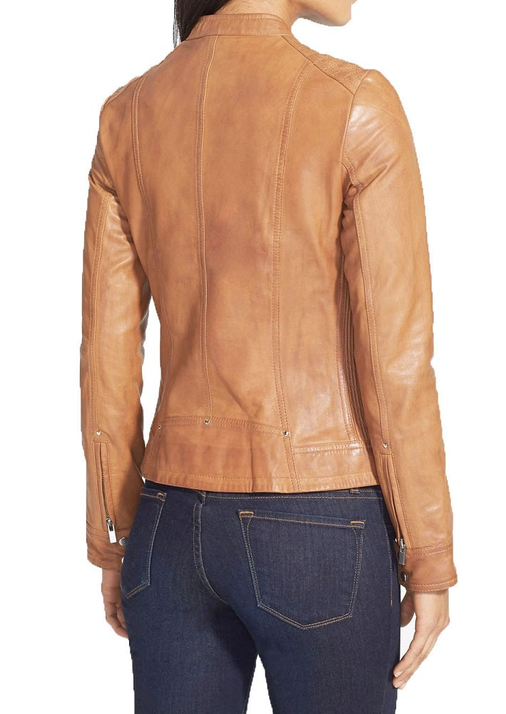 Women Lambskin Genuine Leather Jacket WJ212 SkinOutfit