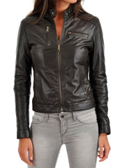Women Lambskin Genuine Leather Jacket WJ214 SkinOutfit